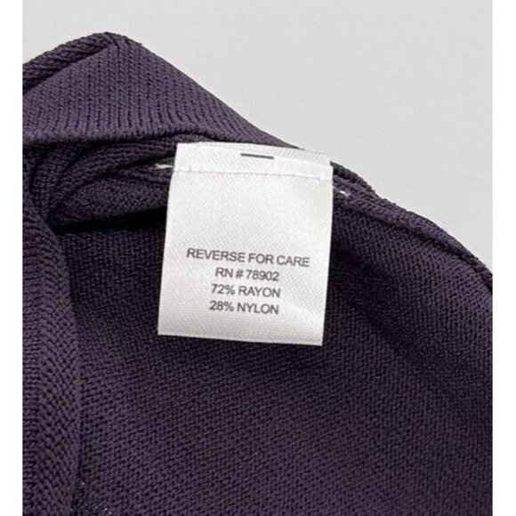 Erin London Dark Purple 3/4 Sleeve Crew Neck Sweater Nylon Blend Sz PM Minimal - Picture 6 of 9